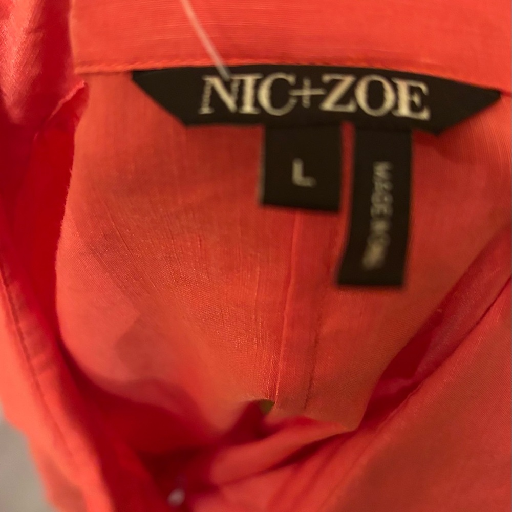 NIC+ ZOE Woman’s Burnt Orange LINEN Blend Soft Fabric Button-Down Shirt, Size: L - Picture 8 of 10